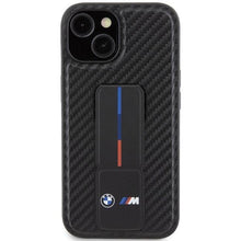 Заредете изображение във визуализатора на галерията – BMW Grip Stand Smooth &amp; Carbon case for iPhone 15 - black
