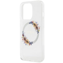 Заредете изображение във визуализатора на галерията – Guess IML Flowers Wreatch MagSafe case for iPhone 15 Pro - transparent
