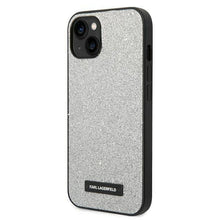 Заредете изображение във визуализатора на галерията – Original faceplate case KARL LAGERFELD KLHCP14SG2ELS for iPhone 14 (Solid Glitter Plaque Logo / silver)
