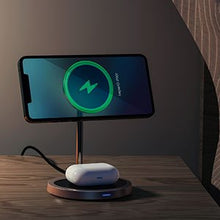 Заредете изображение във визуализатора на галерията – Choetech 2in1 Magnetic Holder Qi Wireless Charger for Magsafe 15W Gray (T575-F)
