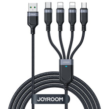 Заредете изображение във визуализатора на галерията – 4in1 USB cable USB-A - USB-C / 2 x Lightning / Micro for charging and data transmission 1.2m Joyroom S-1T4018A18 - black
