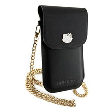 Заредете изображение във визуализатора на галерията – Original HELLO KITTY Handbag Leather Metal Logo Chain HKOWBPGHDLMK black

