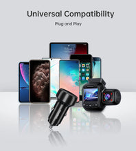 Заредете изображение във визуализатора на галерията – Choetech TC0014 USB-C USB-A PD 60W car charger with LED backlight - black
