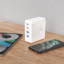 Заредете изображение във визуализатора на галерията – GaN 100W 2 x USB-C / 2 x USB fast charger Dudao A100EU - white
