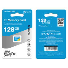 Заредете изображение във визуализатора на галерията – Borofone Memory card MicroSD 128GB SDXC U3 Class10 100MB/s
