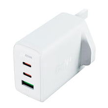 Заредете изображение във визуализатора на галерията – Acefast charger GaN 65W 3 ports (1xUSB, 2xUSB C PD) UK plug white (A44)
