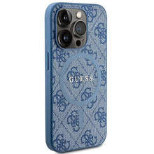 Заредете изображение във визуализатора на галерията – Original faceplate case GUESS GUHMP15LG4GFRB for iPhone 15 Pro (Magsafe / 4G Ring classic logo / blue)
