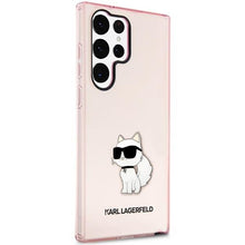 Заредете изображение във визуализатора на галерията – Karl Lagerfeld KLHCS23LHNCHTCP S23 Ultra S918 pink/pink hardcase Ikonik Choupette
