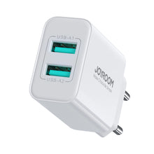 Заредете изображение във визуализатора на галерията – Joyroom JR-TCN04 2xUSB-A 10.5W 2.1A mains charger - white
