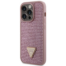 Заредете изображение във визуализатора на галерията – Original Case GUESS Rhinestone Triangle hardcase GUHCP14LHDGTPP for Iphone 14 Pro pink
