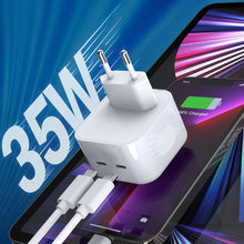 Заредете изображение във визуализатора на галерията – Choetech charger 35W 2xUSB-C PD white (Q5008)
