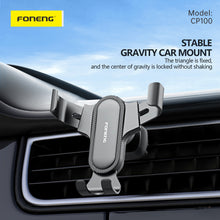 Заредете изображение във визуализатора на галерията – Foneng Car holder CP100 gravity to air vent black
