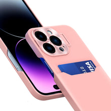 Заредете изображение във визуализатора на галерията – Leather Stand Case for iPhone 14 Plus Card Wallet Cover with Stand Pink
