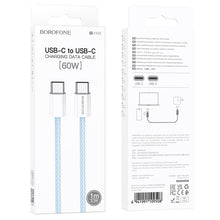 Заредете изображение във визуализатора на галерията – Borofone Cable BX103 Original - Type C to Typ C - 60W 3A 1 metre blue
