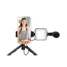 Заредете изображение във визуализатора на галерията – Combo selfie with tripod for live broadcast with LED flash and micro and remote control AY-49
