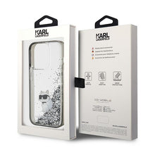 Заредете изображение във визуализатора на галерията – Original KARL LAGERFELD Case Liquid Glitter Choupette KLHCP15LLKCNSK for Iphone 15 Pro Transparent
