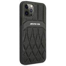 Заредете изображение във визуализатора на галерията – AMG AMHCP12MOSDBK iPhone 12/12 Pro 6,1" czarny/black hardcase Leather Curved Lines
