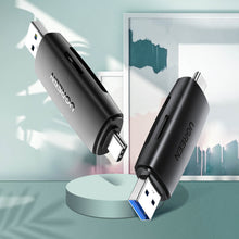 Заредете изображение във визуализатора на галерията – Ugreen adapter SD / micro SD card reader (USB-A / USB-C) black (CM304)
