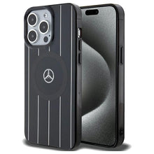 Заредете изображение във визуализатора на галерията – Original Case MERCEDES hardcase Double Layer Crossed Lines MagSafe MEHMP15X23HRSK for Iphone 15 Pro Max Black

