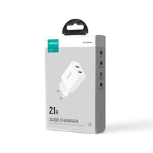 Заредете изображение във визуализатора на галерията – Joyroom JR-TCN04 2xUSB-A 10.5W 2.1A mains charger - white
