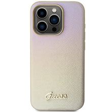 Заредете изображение във визуализатора на галерията – Guess Saffiano Iridescent Script case for iPhone 14 Pro Max - gold
