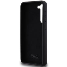 Заредете изображение във визуализатора на галерията – Karl Lagerfeld Silicone Karl&amp;Choupette Metal Pin case for Samsung Galaxy S23+ - black
