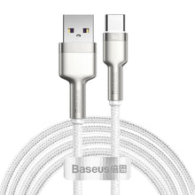 Заредете изображение във визуализатора на галерията – Baseus Cable Cafule Metal - USB to Type C - 66W 2 metres (CAKF000202) white

