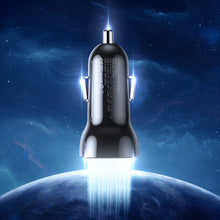 Заредете изображение във визуализатора на галерията – Choetech two-port USB Type C PD 20W car charger + USB QC3.0 38W black (TC0005)
