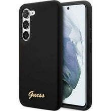 Заредете изображение във визуализатора на галерията – Guess GUHCS23SSLSMK S23 S911 black/black hardcase Silicone Vintage Gold Logo
