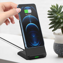Заредете изображение във визуализатора на галерията – Choetech Qi wireless charger stand 10W stand black (T524-S)
