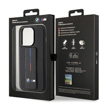Заредете изображение във визуализатора на галерията – BMW Grip Stand Smooth &amp; Perforated case for iPhone 15 Pro - black
