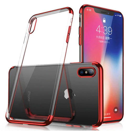 Clear Color Case Gel TPU Electroplating frame Cover for Samsung Galaxy A50s / Galaxy A50 / Galaxy A30s red