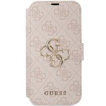 Заредете изображение във визуализатора на галерията – Original Case GUESS book 4G Metal Logo GUBKP15S4GMGPI for Iphone 13/14/15 pink
