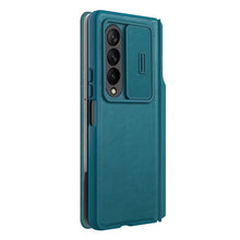 Заредете изображение във визуализатора на галерията – Nillkin Qin Leather Pro Case for Samsung Galaxy Z Fold 4 cover with camera cover and pen holder green
