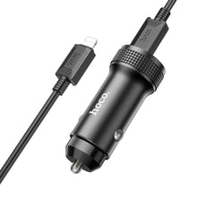 Заредете изображение във визуализатора на галерията – HOCO car charger USB QC 18W + Type C 20W + cable Type C to Iphone PD38W Z49B Level black
