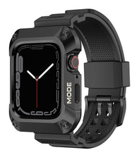 Заредете изображение във визуализатора на галерията – Kingxbar CYF134 2in1 Rugged Case for Apple Watch 8, 7 (45 mm) Stainless Steel with Strap Black
