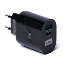 Заредете изображение във визуализатора на галерията – Wozinsky small 65W GaN charger with USB ports, USB supports fast charging black (WWCGM1)
