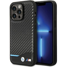 Заредете изображение във визуализатора на галерията – Case BMW BMHCP13L22NBCK iPhone 13 Pro / 13 6.1" black/black hardcase Leather Carbon
