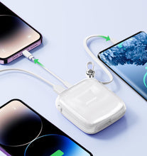 Заредете изображение във визуализатора на галерията – Joyroom power bank 10000mAh Jelly Series 22.5W with built-in USB C cable white (JR-L002)
