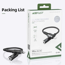 Заредете изображение във визуализатора на галерията – Acefast cable audio to iphone lightning 8-pin - jack 3,5mm (female) mfi aluminum alloy c1-05 18 cm black - TopMag

