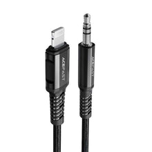 Заредете изображение във визуализатора на галерията – Acefast cable audio to iphone lightning 8-pin - jack 3,5mm (male) mfi aluminum alloy c1-06 1,2 m black - TopMag
