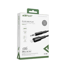 Заредете изображение във визуализатора на галерията – Acefast cable audio to iphone lightning 8-pin - jack 3,5mm (male) mfi aluminum alloy c1-06 1,2 m black - TopMag
