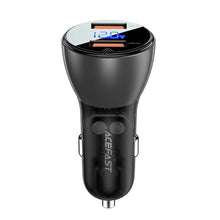 Заредете изображение във визуализатора на галерията – Acefast car charger 2 x usb lcd qc3.0 pd45w b7 metal transparent black - TopMag
