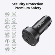 Заредете изображение във визуализатора на галерията – Acefast car charger 2 x usb-type c qc3.0 pd72w b2 metal black - TopMag
