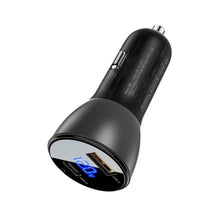 Заредете изображение във визуализатора на галерията – Acefast car charger typ c + usb lcd qc3.0 pd63w b6 metal transparent black - TopMag
