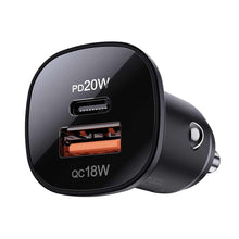 Заредете изображение във визуализатора на галерията – Acefast car charger typ c + usb qc3.0 pd38w b1 mini metal black - TopMag
