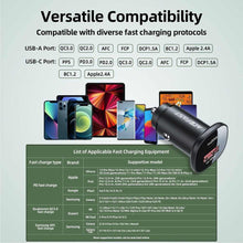 Заредете изображение във визуализатора на галерията – Acefast car charger typ c + usb qc3.0 pd38w b1 mini metal black - TopMag
