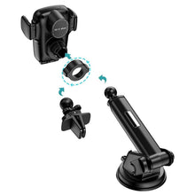 Заредете изображение във визуализатора на галерията – Acefast car holder with wireless charging automatic clamping 15w central console / window / air vent d1 black - TopMag
