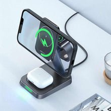 Заредете изображение във визуализатора на галерията – Acefast desktop wireless charging stand 15w 3in1 (for magsafe + watch + headset) e3 black - TopMag

