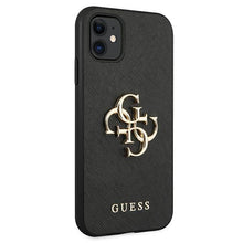 Заредете изображение във визуализатора на галерията – Guess GUHCN61SA4GGBK iPhone 11 6,1" / Xr czarny/black hardcase Saffiano 4G Metal Logo
